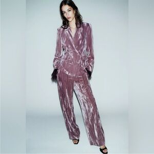 ZARA VELVET WIDE LEG PANTS